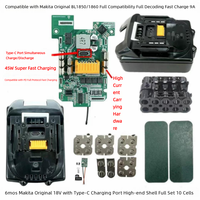 Boîtier de batterie Li-ion BL1830-1860 avec circuit de protection de charge PCB, indicateur numérique LED, pour cellules 18650 21700