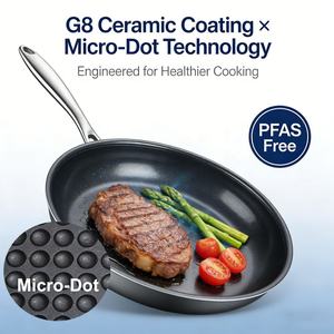 Nouvelle Arrivée Poêle à Frire Hybride en Céramique G8 Micro-Dot Nid d'Abeilles Ustensiles de Cuisine en Acier Inoxydable Triple Couche Antiadhésive - Product Image 1