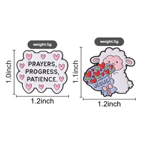 Broche en métal Kawaii Faith, motif agneau et bouquet de cœurs, pour collection de cadeaux pour croyants - Product Image 6