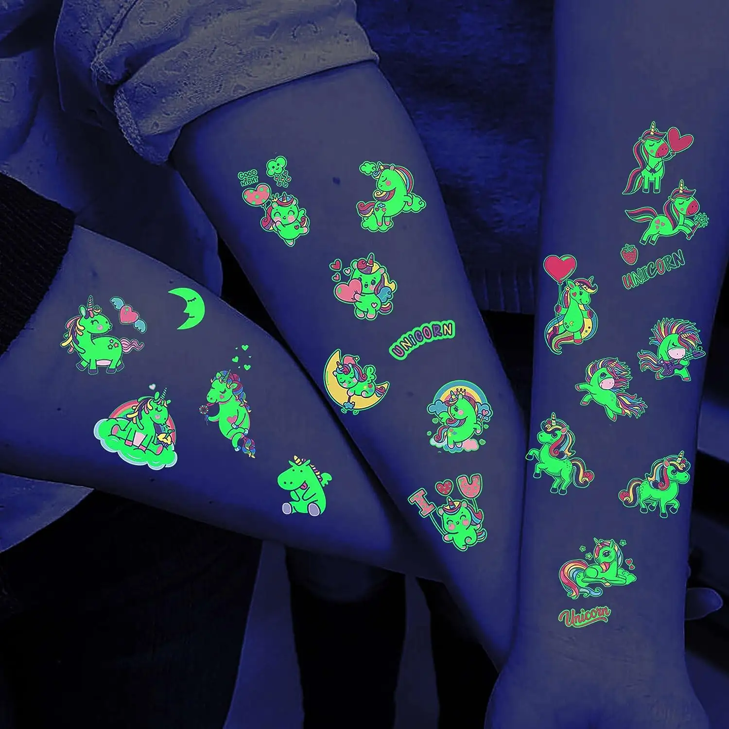 Brilham no Escuro Tatuagens Temporárias para Crianças Meninas Criança Bonito Diversão Pequena Noite Luminosa À Prova D' Água Falsa Etiqueta Do Tatuagem Para Criança