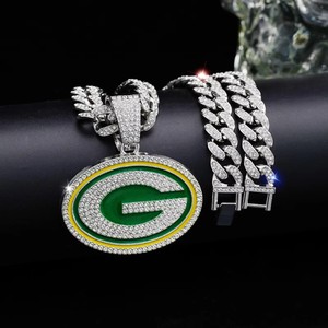 캐롤라이나 팬서스 주얼리 세트 목걸이 팔찌 귀걸이 컬렉션 맞춤형 엠블럼 펜던트 블링 라인스톤 장식 - Product Image 4