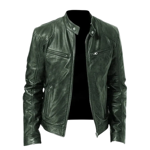 Chaqueta de Cuero para Motociclista con Cuello Alto y Cierre Personalizado, Producción con Etiqueta Privada y Ajuste Personalizado para Hombre - Product Image 4