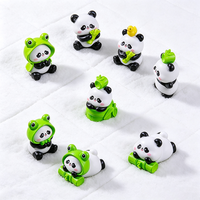Figurines de panda miniatures mignonnes, grenouille avec chapeau, canard en bambou, ornements décoratifs en résine, décoration de bureau, de gâteau, de voiture, cadeau