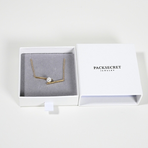 Custom Logo Sliding Drawer Jewelry Packaging <b>Box</b> for Necklace Ring <b>Black</b> Cardboard Gift <b>Box</b> with White Insert - Product Image 5