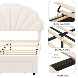 <span class=keywords><strong>Lit</strong></span> King Size et <span class=keywords><strong>Lit</strong></span> Enfant <span class=keywords><strong>de</strong></span> Style Mid-Century Moderne avec Rangement et Tête <span class=keywords><strong>de</strong></span> <span class=keywords><strong>Lit</strong></span> Lumineuse - Product Image 6