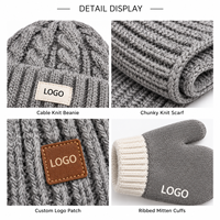 DYMF Lot de 3 bonnets d'hiver longs et unis avec doublure en polaire pour enfants et bébés avec logo personnalisé