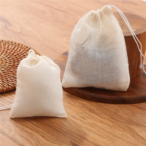 Nuovo 50 bustine di tè in cotone sacchetti filtro filo coulisse riutilizzabile organico infusore tè usa e getta bustine tè caffè birra Logo - Product Image 3