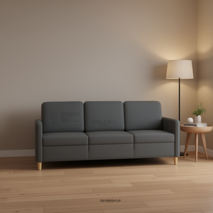 Dark Gray 3 Seater <b>Sofa</b> With <b>Wood</b> <b>Legs</b> Modern Living Room Upholstered Foam Filled D0100H5H1UP - Product Image 2