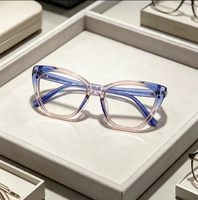 Lunettes de vue anti-lumière bleue œil de chat tendance, monture en plastique, sans correction, pour femme, verres décoratifs pour ordinateur