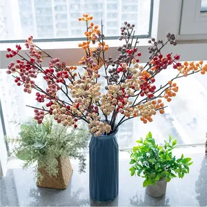 กิ่งไม้ประดิษฐ์ขนาดเล็กสำหรับตกแต่งบ้าน โรงแรม งานแต่งงาน และสำนักงานในวันคริสต์มาส ผลไม้ฮอลลี่ประดิษฐ์ ผลเบอร์รี่คริสต์มาส ผลไม้สีแดง - Product Image 5