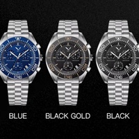 Jam Tangan Pria Baru Kronograf Fungsional Jepang VK68 Movt 40Mm Tampilan Kalender Jam Tangan Bercahaya 50M Tahan Air