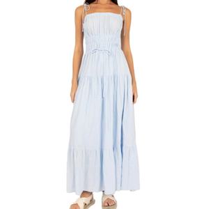 ชุดเดรสผ้าลินินฤดูร้อน OEM ดีไซน์หรูหราสำหรับชายหาด สไตล์โบฮีเมียน ชุดเดรสยาวผ้าฝ้ายสำหรับผู้หญิง งานปาร์ตี้ใหม่ แบบสั่งตัดได้ เซ็กซี่ ไร้แขน - Product Image 1