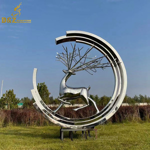 Ville hôtel Plaza extérieur décorer moderne métal polonais Art abstrait grande sphère en acier inoxydable avec bague Statue Sculpture - Product Image 2