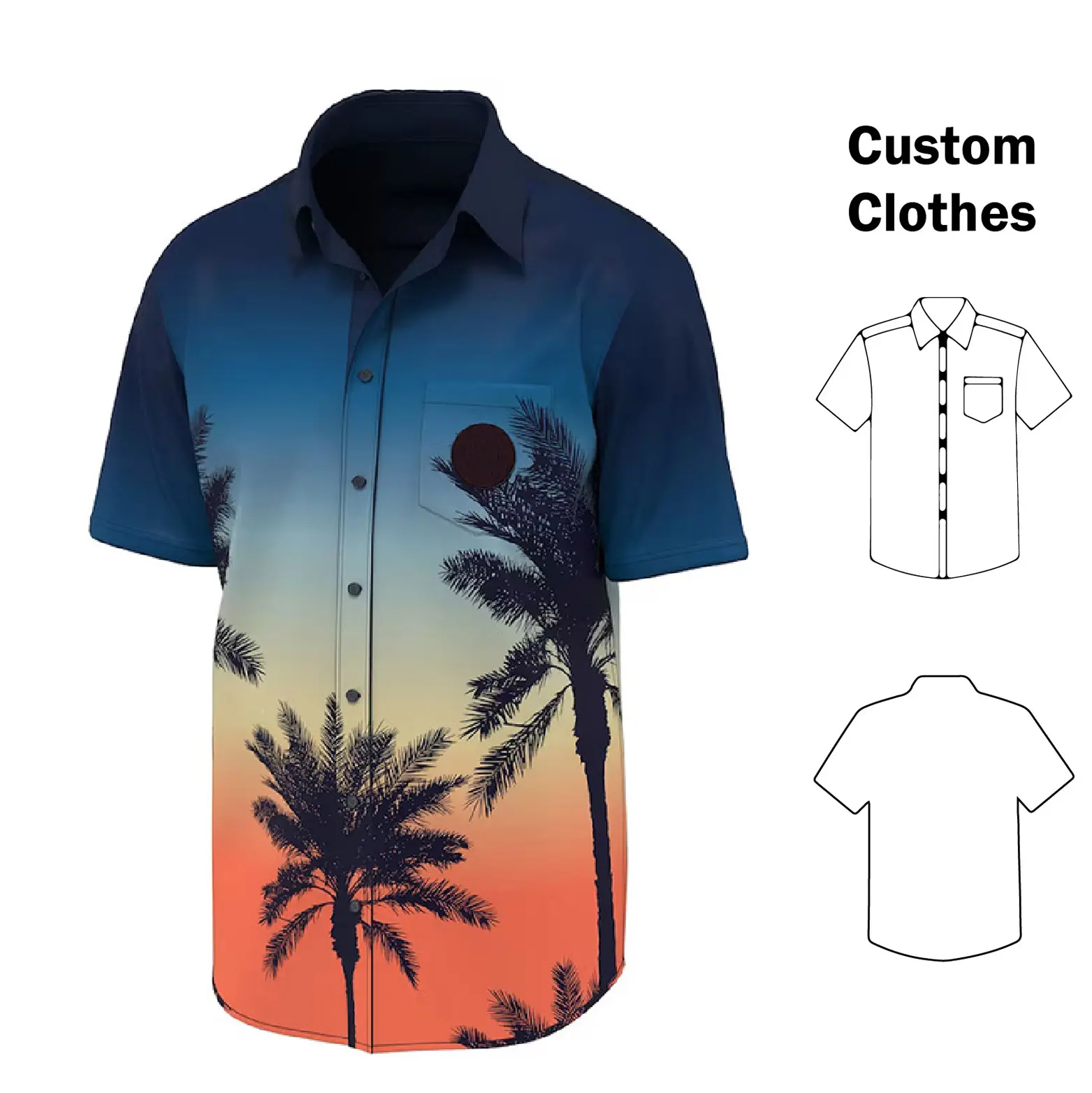 Nueva moda Streetwear Impresión de alta calidad Vacaciones 100 Algodón Estilo Hawaiano Camisas casuales Su propio logotipo