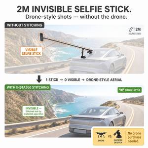 2026 Nuevo Soporte Extensible de 2M para Selfie con Triple Ventosa de Gel de Silicona para Techo de Coche, Vista de Tercera Persona para <span class=keywords><strong>Insta360</strong></span> X4/X3/X2/<span class=keywords><strong>One</strong></span> <span class=keywords><strong>X</strong></span> - Product Image 3