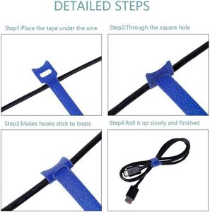 Eco-Friendly Multi-Purpose Cable Organizer <b>Hook</b> Loop Tape Custom Logo Reusable Cable Ties for Home Office Wire Ties Cable Straps - Product Image 4