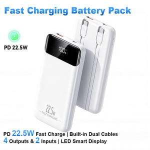 <span class=keywords><strong>Batterie</strong></span> <span class=keywords><strong>externe</strong></span> portable 20000mAh avec charge rapide PD 22.5W, câbles Type C intégrés, affichage numérique LED - Product Image 3