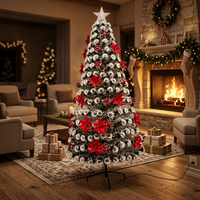 Sapin de Noël artificiel en fibre optique PET avec base de support, décoration de Noël en fibre optique LED pour fêtes et affichage commercial