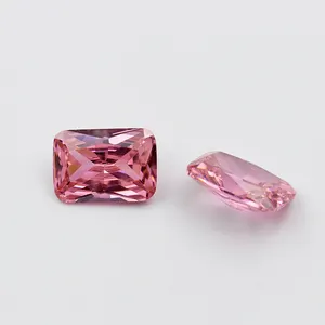 10x12mm Pink cz gemstone rectangle princess cut 3A/5A quality cubic zirconia loose stone factory price