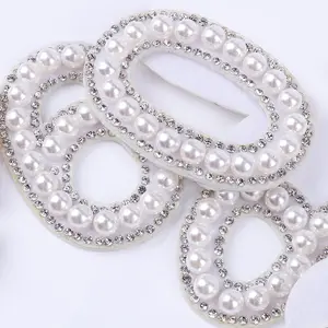 Clothing Accessories Iron On Rhinestone Beads Pearl Number Patch Iron On Patches
