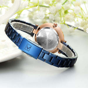 Montre-bracelet CURREN 9054 pour femme, simple, bleue, à quartz, bracelet en acier inoxydable, élégante, étanche, ovale, 16 mm, sportive, pour robe - Dames - Product Image 6