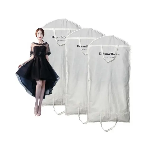 White Custom Wedding Dress Bags For Dress Garment Cover Bag Wedding Printed Dress Garment Bags