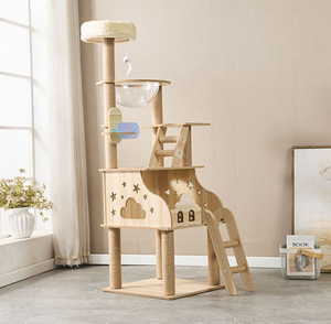 Wholesale Custom Cat Nest Tree <b>Tower</b> Modern Pet Climbing Frame with Large Sisal Jumping Platform Made of Wool and Rope - Product Image 3