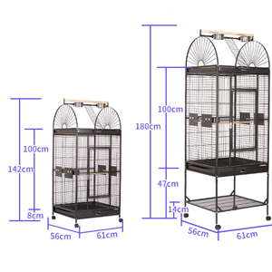 Grandes cages à oiseaux modernes de luxe pour perroquets, en acier et bois, structure stable et sécurisée pour animaux de compagnie - Product Image 3