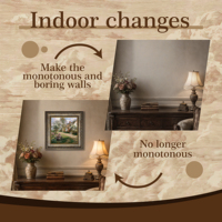 Décoration Murale Jardin Champêtre Vintage Florale Gris Doré Toile Encadrée Échantillons OEM ODM Prêts en Moins d'une Journée