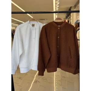 เสื้อแจ็คเก็ตโซเบ้ ฟลีซ บอมเบอร์สำหรับผู้หญิง สีน้ำตาล ผ้าโพลีเอสเตอร์บุใยสังเคราะห์ แขนยาว เสื้อคลุมกันหนาวสำหรับฤดูหนาว - Product Image 2