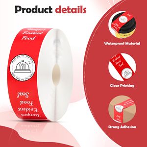 Autocollants rouges anti-effraction, 1.5x6 pouces, étiquettes de scellage pour la livraison d'aliments, boîte à pizza, boîte à boissons, scellage de fraîcheur, 500 pièces - Product Image 3