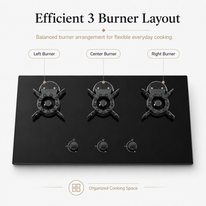Cuisinière à gaz 3 brûleurs de haute qualité avec verre trempé, fonction rabattable ; Convient aux cuisines, cuisinière à gaz au kérosène - Product Image 2