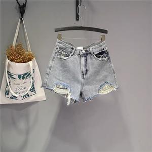 <span class=keywords><strong>Bermuda</strong></span> taille haute à la mode pour femmes Style gothique extensible Denim coupe au genou coupe coupe ample Long petit ami pour l'été - Product Image 5