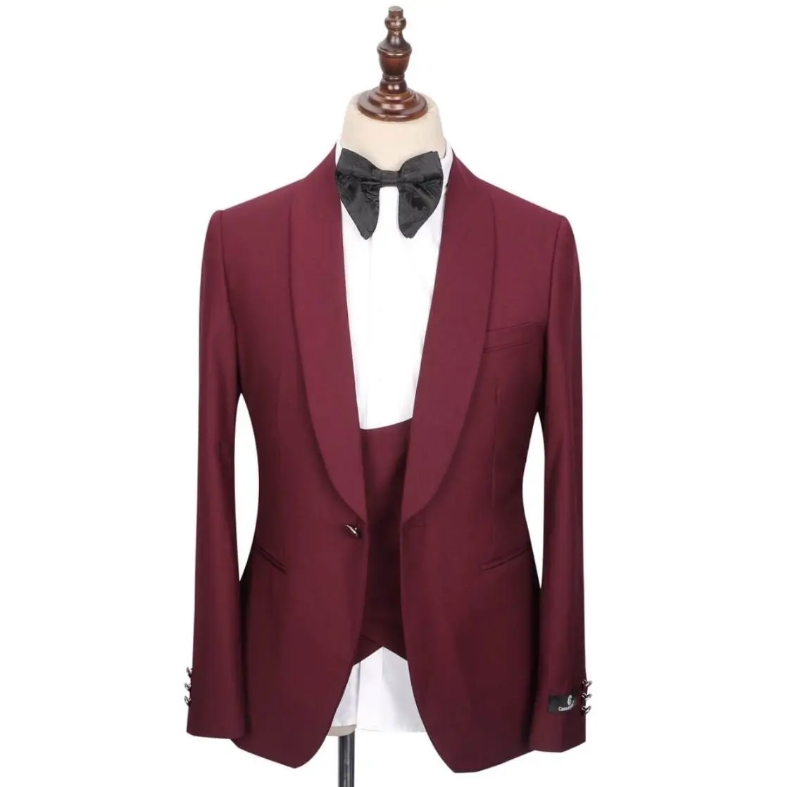 Tailor Made Burgundy Men's Suit 3 Pieces Groom Wedding Prom Wear Men Slim Fit Custom Tuxedo Costume Homme Jacket Pant Vest