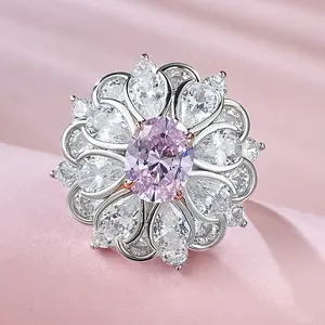 Eternity ban nhạc Nhẫn phụ nữ đồ trang sức Rhodium mạ hoa hình dạng kim cương 5A Zirconia S925 Bạc Nhẫn cưới