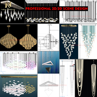 Soldes Exceptionnelles Grand Lustre LED en Cristal de Luxe Moderne, Personnalisé pour Décoration Intérieure, Haut Plafond de Villa, Hall d'Hôtel ou Salle de Banquet