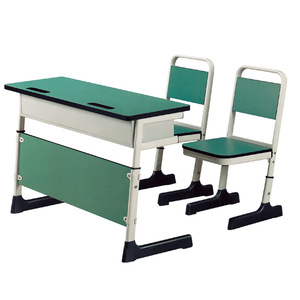 School <b>Desk</b> And Chair Set Mg K24 With Side Panels Height Adjustable For Classroom Use Modern Minimalist Style <b>Solid</b> <b>Wood</b> - Product Image 2