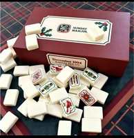 Jeu de tuiles de mahjong de luxe 160 pièces, motif Lapins du Dimanche et Noël, en acrylique, pour fête ou cadeau