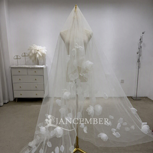 Robe de mariée sirène élégante blanche en organza à fleurs 3D avec traîne et bretelles spaghetti Lsjj161, fabrication OEM Jancember - Product Image 6