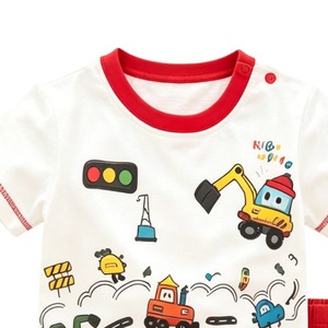 Conjunto de Ropa de Verano para Bebés, Modelo Verano, 100% Algodón, Diseño de Excavadora, para Niños y Niñas, Lindos Conjuntos de Ropa para Bebés - Product Image 2