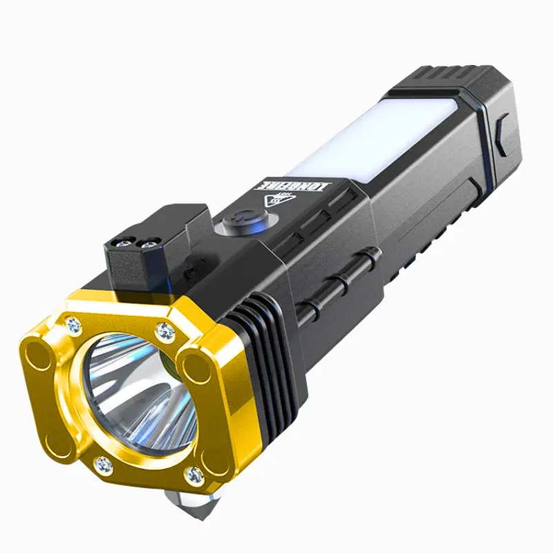 Hand LED Flash Torch Light Outdoor Car Safety Multi-Function Charger Self Defensive Camping Flashlight