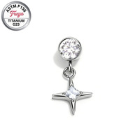 Freya Star Dangle Drop Earring for Girls G23 Titanium Helix Snug Tragus Flat Korean Earrings Zircon Labret Piercing Jewelry