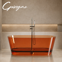 Baignoire Balnéo Autoportante Élégante en Résine Acrylique Transparente avec Accessoire de Vidange pour Bain Relaxant