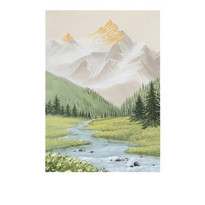 Pintura al óleo de paisaje pintada a mano, escena de montaña y río para decoración de sala de estar y dormitorio, obra de arte minimalista moderna - Product Image 5