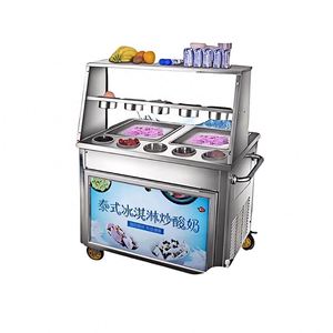 Commercial Double <b>Pan</b> Rolled Ice Cream Machine 1500-4000W Fried Ice Cream Roll Machine with High Power Motor - Product Image 2