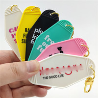 Porte-clés de motel en gros, vierges pour impression de logo personnalisé, avec décalcomanie UV DTF, en plastique, colorés, utilisables comme étiquettes de bagage
