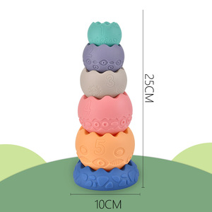 新款可叠放彩虹环玩具，适合0-24个月婴儿早期教育认知软橡胶牙胶玩具 - Product Image 2