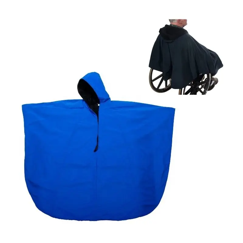 車椅子とスクーターのユーザーのためのフリース裏地付きフード付き車椅子ポンチョケープ