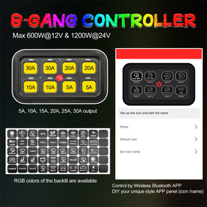 12V 24V Universal Fitment 8 Gangs Rgb Control de aplicación retroiluminado Programable Offroad LED Lighting Switchboard - Product Image 6