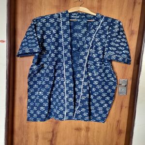 Robe kimono en coton bleu grande taille, imprimé floral fait main, vêtements de détente, prix de gros disponible - Product Image 5